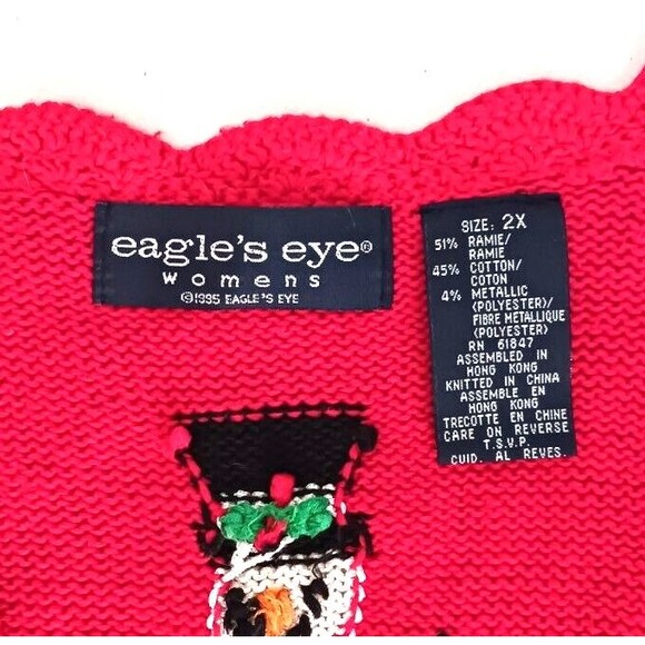 VTG 95 Eagles Eye Christmas Vest Snowman Snowflake 2X Ugly Sweater Cotton Blend - Picture 4 of 5